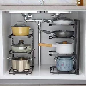 Estante de Almacenamiento para Cocina, Organizador de Utensilios de Cocina de Múltiples Niveles, de Acero al Carbono, para Debajo del Fregadero, Estante Vertical para Ollas - Product Image 2