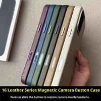 Pour iPhone 16 Pro Max 16 Plus luxe en cuir sans fil charge magnétique animé avec caméra bouton tactile coque de téléphone
