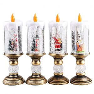 Christmas Plastic Water-Filled <b>Large</b> <b>Candle</b> Crystal Light Tabletop Ornament Snowfall Arrangement Decorations - Product Image 6