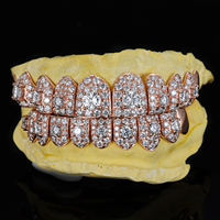 Grillz dentaire Hip Hop personnalisé haut de gamme en argent S925, or rose massif 10K 14K 18K, serti de pierres VVS, certifié par un tiers, pour hommes et femmes