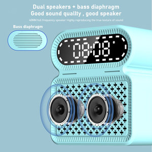 Cargador de diente azul inalámbrico con radio de carga pequeña Altavoces de diente azul Bajo fuerte Altavoz de reloj despertador LED para exteriores - Product Image 3