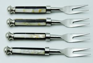 Vente directe en usine, bouton en métal, poignée en nacre et en résine, fourchette en acier, couverts, conception personnalisée, emballage et logo - Product Image 2