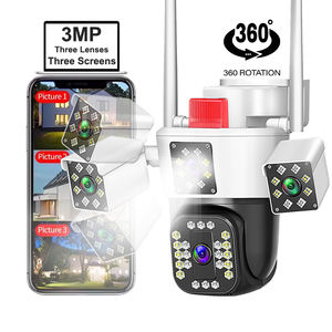 كاميرا أمان خارجية واي فاي من ويستينو أوكامبرو بدقة 3 ميجابكسل، ثلاث عدسات وثلاث شاشات، كاميرا شبكة بزاوية 360 درجة مع كشف الحركة وإنذار - Product Image 1