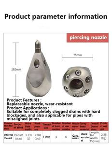 시립 배관 막힘 해소 고압 세척 트럭 스테인리스 세라믹 노즐 - Product Image 5