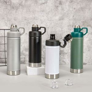 Bouteille d'eau en acier inoxydable avec logo personnalisé, 700 ml, thermos à double paroi isolé avec poignée, pour le sport - Product Image 1
