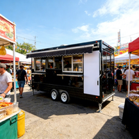 Remorque de restauration rapide commerciale HTL PST-FN30 5m avec gril à plateau plat, table vapeur, brûleur, cuisinière, friteuse, four - Tôle galvanisée