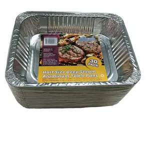 Disposable Food Containers 30 Pack 9*13 Inch Half Size Aluminum Foil Food Container For Oven Big Size Aluminium Foil Containers