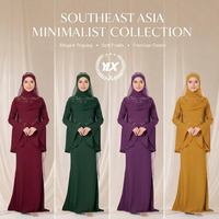 Ensemble de robe bordeaux sophistiquée avec voile et hijab en mousseline assortis, robe de mariée élégante et modeste