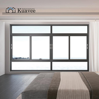 Ventanas Decorativas para Proyectos Hoteleros, Ventana Corredera de Aluminio de Tres Secciones, Puertas y Ventanas Correderas de Aluminio Resistentes al Viento