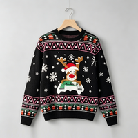 Ventes en gros de tenues assorties parent-enfant, pull de Noël en tricot jacquard, pull de Noël amusant