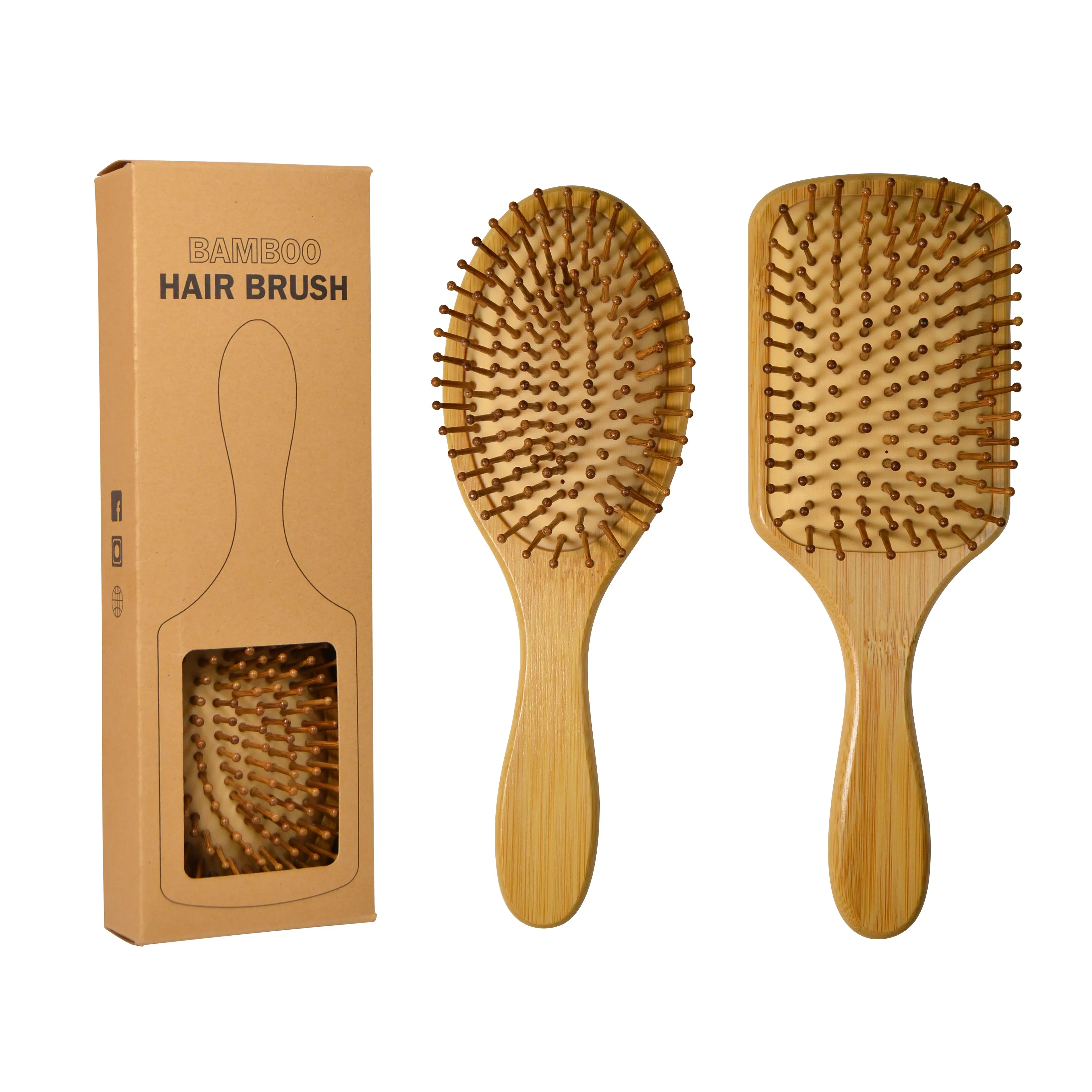 Scalp Massage Anti static Wood Comb Natural Paddle Airbag Bamboo Hair Brush