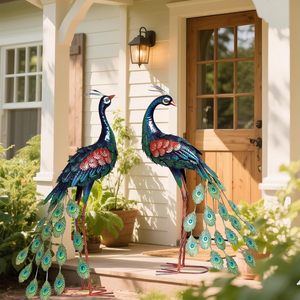 Outdoor Metal <strong>Peacock</strong> Ornament Brown Powder Coated Handmade Garden Decor For Home Patio Yard - Product Image 3
