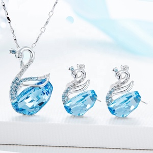 Cadeaux pour petite amie, collier de luxe en <span class=keywords><strong>argent</strong></span> sterling <span class=keywords><strong>925</strong></span> cristal autrichien avec pendentif cygne, ensemble de bijoux - Product Image 2
