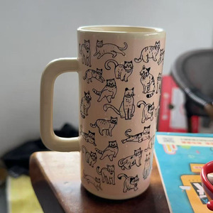 Caneca de Cerâmica Grande Capacidade com Desenho de Casal de Gatos Fofos para Café da Manhã, Café e Leite para Meninas - Product Image 4