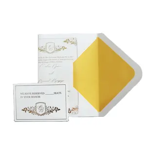 Personalized Transparent Acrylic Invitation Card with Gold-plated Reply Card with Paper Envelope with Lining Wedding Invitation