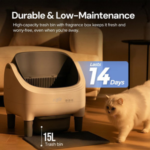 Bac <span class=keywords><strong>à</strong></span> litière autonettoyant pour chat 15L grande capacité, poubelle de 14 jours sans nettoyage, durable, faible entretien, toilette pour chat avec boîte de parfum - Product Image 1