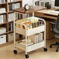 Carrito de Almacenamiento Móvil de Doble Capa de Acero al Carbono con 4 Ruedas y Correa, Mesa Auxiliar para Sala de Estar, Sofá, Mesa de Té Pequeña