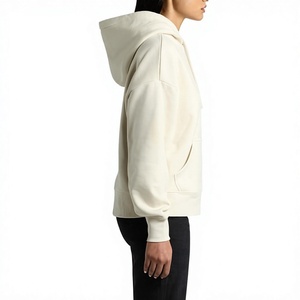 เสื้อฮู้ดดี้ผู้หญิงทรงหลวม สวมใส่สบาย ผ้าถักนิตติ้ง 100% คอตตอน เป็นมิตรต่อสิ่งแวดล้อม ยับยาก แห้งเร็ว ระบายอากาศได้ดี พร้อมโลโก้แบบกำหนดเอง - Product Image 2