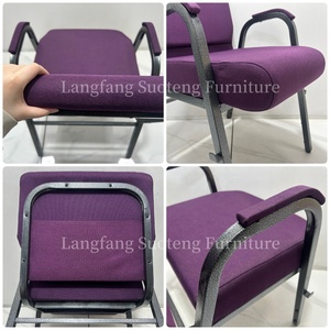 Silla de Iglesia de Alta Calidad con Estructura de Hierro Resistente y Duradera, con Reposabrazos, para Capilla, Culto Cristiano, Venta al Por Mayor - Product Image 2