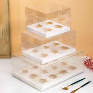 Transparant Plastic <span class=keywords><strong>2</strong></span> 4 6 9 12 Tellen Dessertverpakking Display Geschenkopslag Bakkerij Cupcake Doos Met Deksel - Product Image 2