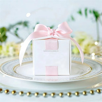 Boîte cadeau miniature carrée blanche vide avec ruban en satin, boîte à dragées de mariage, pour bougie parfumée, emballage cadeau de Noël