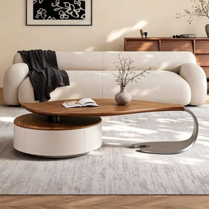 Table basse <span class=keywords><strong>Letao</strong></span> Tao en bois de noyer massif, durable, moderne, en forme de feuille, avec rangement, pour salon, bureau, design de luxe - Product Image 1