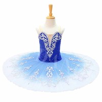 T0598 pakaian dansa profesional anak-anak dewasa, pakaian tari kinerja panggung gradien biru