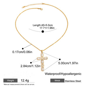 ERESI Gioielli di Tendenza <span class=keywords><strong>Collana</strong></span> Girasole con Zirconi <span class=keywords><strong>Collana</strong></span> Croce con Zirconi in Acciaio Inossidabile <span class=keywords><strong>Oro</strong></span> 18k <span class=keywords><strong>Collana</strong></span> con Ciondolo <span class=keywords><strong>Sole</strong></span> Traforato - Product Image 2