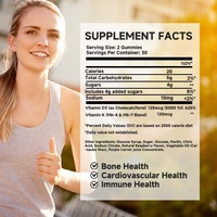 Capsules de vitamine D3 K2 végétaliennes à marque privée, 120 unités, pour adultes et adolescents, soutien immunitaire, santé osseuse, complément à l'huile de coco