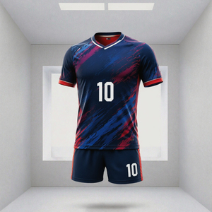 Maillot de football personnalisé pour homme, col en V, manches courtes, uniforme d'équipe, impression par sublimation OEM, anti-UV, séchage rapide, respirant, polyester - Product Image 3