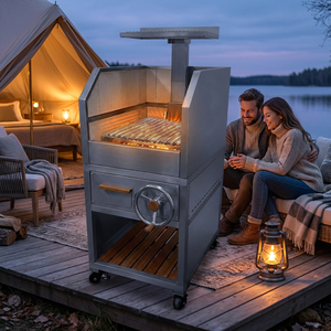 Grill argentin modulaire en acier inoxydable Santa Maria BBQ Parrilla avec étagères latérales, thermomètre et plaque <span class=keywords><strong>de</strong></span> <span class=keywords><strong>cuisson</strong></span> combinée - Product Image 5