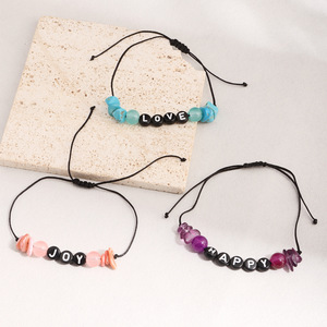 Pulsera Trenzada con Letras en Inglés de Energía Positiva Minimalista, <span class=keywords><strong>la</strong></span> Más Vendida, para Parejas, <span class=keywords><strong>Amistad</strong></span>, Hecha a Mano - Product Image 3