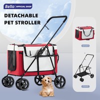 Usine en gros prêt à expédier Portable poussette pour animaux de compagnie léger chien chat chariot détachable pliant transporteur chiens moyens