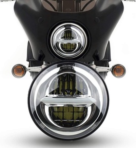 Faro Del motociclo <span class=keywords><strong>7</strong></span> Pollici A LED con Halo/Tornitura Singal Luce per Harley/Royal Enfield/Universale - Product Image 1