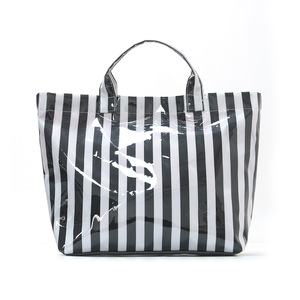 Bolsa de Mano de PVC a Rayas <span class=keywords><strong>para</strong></span> Mujer, con Forro de Poliéster, Impermeable, de Gran Capacidad, con Detalle Bordado, Venta al Por Mayor - Product Image 5