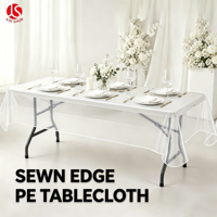 Nappe rectangulaire transparente à bords cousus, imperméable, pour mariage, fête, banquet, restaurant, événements de restauration