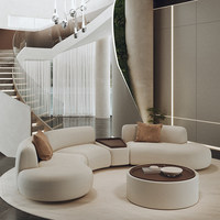 Sofá Semicircular Irregular de Tela de Una Plaza con Subsidio Gubernamental para Área de Descanso, Recepción, Salón de Belleza, Oficina de Ventas, Vestíbulo de Hotel