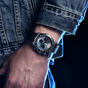 Reloj de Cuarzo para Hombre Pagani Design, Cronógrafo, Taquímetro, Fecha, Luminoso, Resistente al Agua, Correa de Goma Negra - Product Image 4