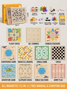 Tablero de Ajedrez Magnético de Madera Multifuncional Educativo con Go, <span class=keywords><strong>Ludo</strong></span>, Damas y Ajedrez Chino, con Caja de Color Go - Product Image 6