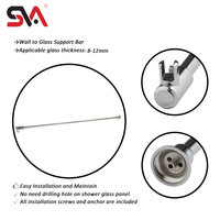 Poignée de porte en verre trempé en laiton poli moderne SVA-152C, accessoire de salle de bain, avec installation à vis, usine OEM