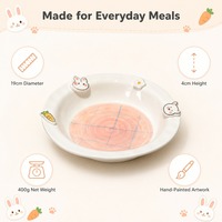 Assiette creuse en céramique de 8 pouces avec motif lapin 3D mignon et décor de carottes et fleurs en relief, idéale pour la décoration de la table de cuisine à la maison