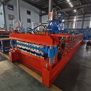 사다리꼴 TR5 + TR6 금속 지붕 패널 만들기 기계 5 톤 수동 Uncoiler 더블 레이어 타일 만들기 기계 - Product Image 2