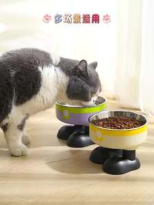 Cuenco para mascotas de acero inoxidable, antideslizante, apto para lavavajillas, gran capacidad, elevado, con diseño de cara sonriente, protección para el cuello, para perros y gatos - Product Image 4