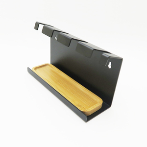 Porte-<span class=keywords><strong>brosse</strong></span> à dents WELAND en acier inoxydable avec revêtement en poudre pour 4 têtes de <span class=keywords><strong>brosse</strong></span> à dents avec plateau d'égouttement en bambou - Product Image 2