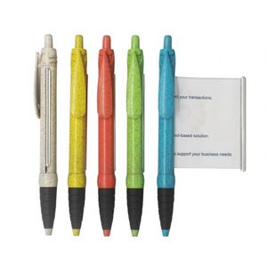 Custom Eco-Friendly Recyclable Wheat Straw Material Ballpoint Pull-Out Banner Pen With Personalized Logo - Product Image 1