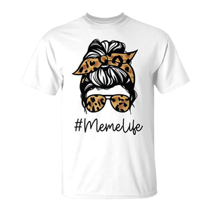 Meme Leopard <b>Messy</b> Bun T-<b>Shirt</b> Short Sleeve Crew Neck Unisex Adult Digital Printing Family Reunion Party Gift - Product Image 2