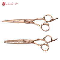 CK007 SET Paire de ciseaux de coiffeur professionnels en or rose Kit de ciseaux de coupe de cheveux en acier inoxydable Poignée ergonomique-Fournitures de salon de coiffure