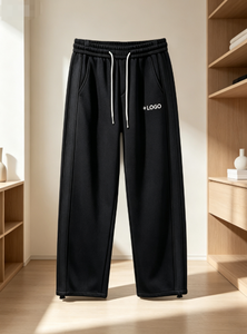 Pantalones deportivos de algodón para hombre, pantalones informales con cordón y cintura elástica, con bolsillos laterales, ropa de otoño en negro y gris - Product Image 4
