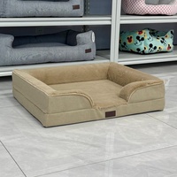 Cama de Lujo para Mascotas, Súper Suave y Cómoda, para Invierno, Color Caqui, Ortopédica, Tipo Sofá para Perros y Gatos