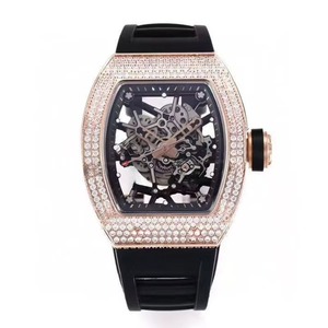 Montre-bracelet automatique mécanique étanche de qualité supérieure, noble et haut de gamme, en or rose sertie de diamants - Product Image 2